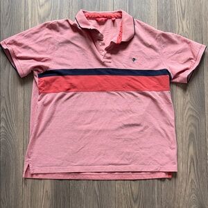 Izod Pink Polo with Navy and Coral Stripe